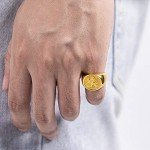 NICEDREAM Personalized Family Crest Signet Ring