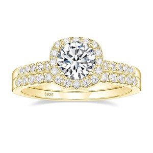 EAMTI 1.25CT Sterling Silver Bridal Ring Set