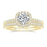 EAMTI 1.25CT Sterling Silver Bridal Ring Set