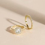 EAMTI 1.25CT Sterling Silver Bridal Ring Set