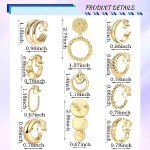 11 Pairs Gold Clip-On Hoop Earrings Set