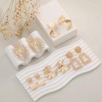 12 Pairs Clip-On Bohemian Rattan Tassel Earrings