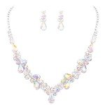 Elegant Rhinestone Teardrop Necklace and Earring Set