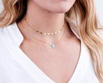 Blue Opal Cross Gold Filled Choker Necklace
