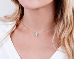 Blue Opal Cross Gold Filled Choker Necklace