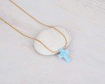 Blue Opal Cross Gold Filled Choker Necklace