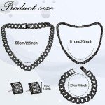 Hip Hop Jewelry Set: Necklace, Bracelet, Watch, Earrings