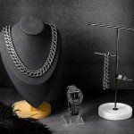 Hip Hop Jewelry Set: Necklace, Bracelet, Watch, Earrings