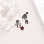 Sterling Silver Skull Hand Drop Earrings for Her