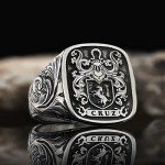 Personalized Family Crest Signet Ring for Men