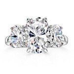 Michooyel S925 Oval Cut 3-Stone Engagement Ring