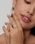 Michooyel S925 Oval Cut 3-Stone Engagement Ring