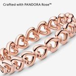 PANDORA 14k Rose Gold Band of Hearts Ring