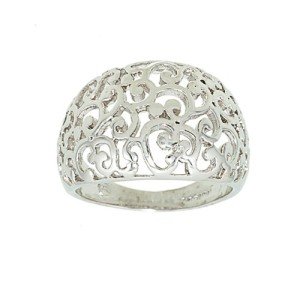 Polished Rhodium Cutout Dome Fashion Ring - Size 10