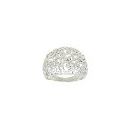 Polished Rhodium Cutout Dome Fashion Ring - Size 10