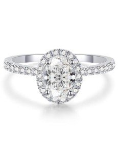 Moissanite Oval Engagement Ring in Sterling Silver