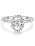 Moissanite Oval Engagement Ring in Sterling Silver