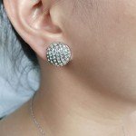 Round Clip-On Earrings with Pave Crystals in Silver