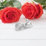 Round Clip-On Earrings with Pave Crystals in Silver