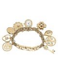 Anne Klein Women's Gold-Tone Crystal Charm Bracelet Watch