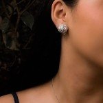 Round Clip-On Earrings with Pave Crystals in Silver