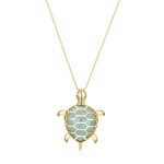 18k Gold Plated Jade Turtle Pendant Necklace