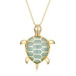 18k Gold Plated Jade Turtle Pendant Necklace
