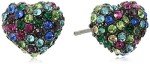 Colorful Heart Stone Stud Earrings by Betsey Johnson