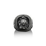 Sterling Silver Lion Signet Ring for Men