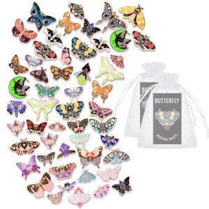 50 Cute Butterfly Enamel Pins Set for Women