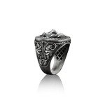 Sterling Silver Lion Signet Ring for Men