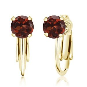 Red Garnet 2.00 Ct Clip-On Earrings in Gold Plated Silver