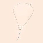 Moon Star Y Shaped Sterling Silver Lariat Necklace