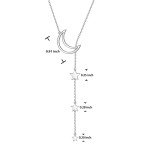 Moon Star Y Shaped Sterling Silver Lariat Necklace
