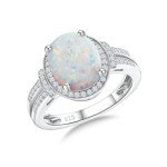 Nature Opal Sterling Silver Signet Ring for Women