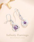 Dainty Amethyst Dangle Drop Earrings in Silver