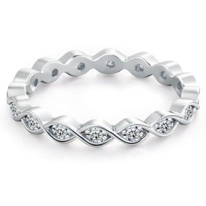 Moissanite Eternity Wedding Band - Sterling Silver