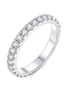 IMOLOVE Moissanite Wedding Band in Sterling Silver