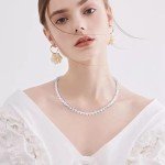 Heart Tennis Necklace for Women in 18K White Gold