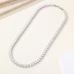 Heart Tennis Necklace for Women in 18K White Gold