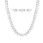 Heart Tennis Necklace for Women in 18K White Gold