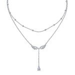 Angel Wings Double Layered Necklace in Silver