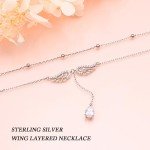 Angel Wings Double Layered Necklace in Silver