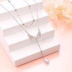 Angel Wings Double Layered Necklace in Silver