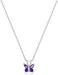 Amethyst Butterfly Pendant Necklace in Sterling Silver