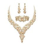 BriLove Bridal Crystal Teardrop Necklace & Earrings Set