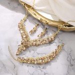 BriLove Bridal Crystal Teardrop Necklace & Earrings Set