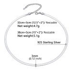 3mm Sterling Silver Dainty Choker Necklace 12inch