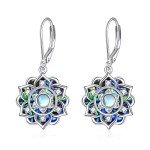 Lotus Moonstone Dangle Earrings for Yoga Lovers