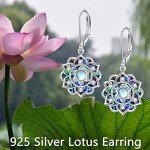 Lotus Moonstone Dangle Earrings for Yoga Lovers